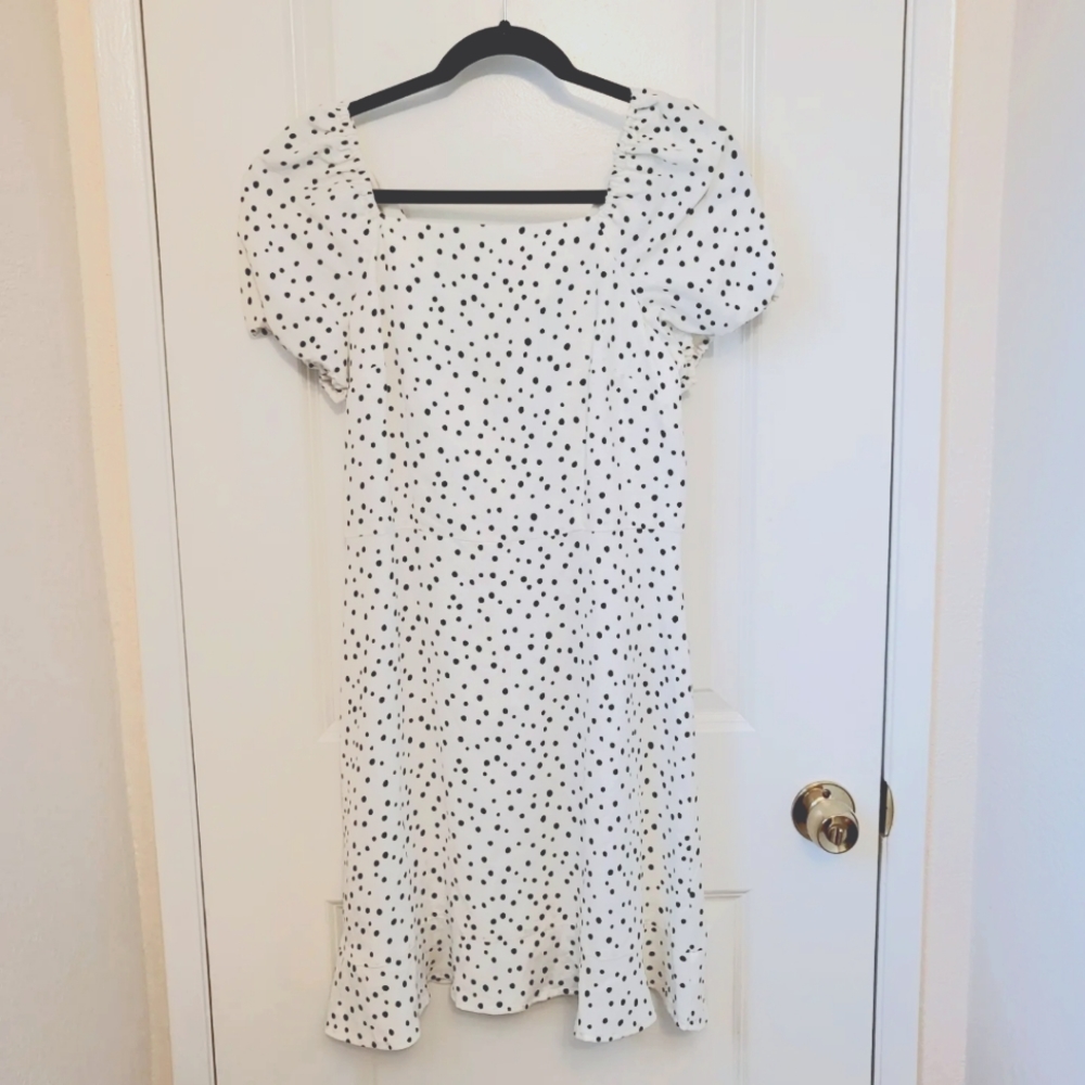 LOFT Polka Dot Dress, Black and White